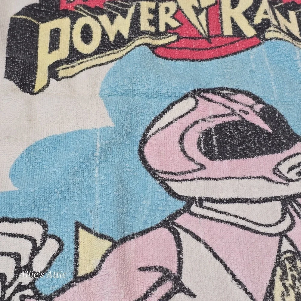Mighty Morphin Power Rangers Beach Towel Bath Kimberly Pink Jason Red Vintage 94